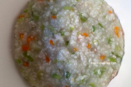 Minced Pork and Veggies Rice Congee